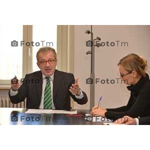 Bergamo Roberto Maroni ( LN) in redazione del corriere della sera Bergamo foto Tiziano Manzoni-fotogramma Bergamo