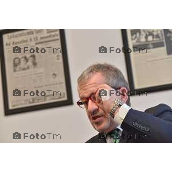 Bergamo Roberto Maroni ( LN) in redazione del corriere della sera Bergamo foto Tiziano Manzoni-fotogramma Bergamo