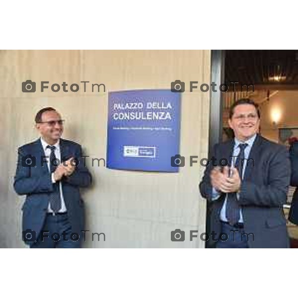 08/10/2018 Moro Francesco Bergamo - ITALIA Cronaca.Inaugurazione BCC Treviglio. Nella foto Sindaco Di Treviglio Juri Imeri e Presidente Giovanni Grzioli