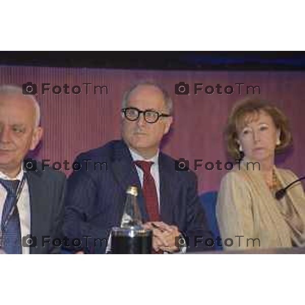 Foto LaPresse/Manzoni Tiziano 19/10/2018 Bergamo, Italia cronaca Assemblea Straordinaria UBI Banca Nella foto: Vice Presidente Flavio Pizzini, Letizia moratti Presidente, e il Direttore Generale Victor Massiah