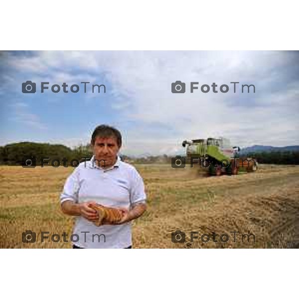 Bergamo la filiera pane a chilometro zero, fatto con il grano coltivato nei terreni della bergamasca. La raccolta del cereale NELLA FOTO Roberto Capello, presidente dell’Aspan Bergamo luglio 2012 foto Tiziano Manzoni/Fotogramma Bergamo