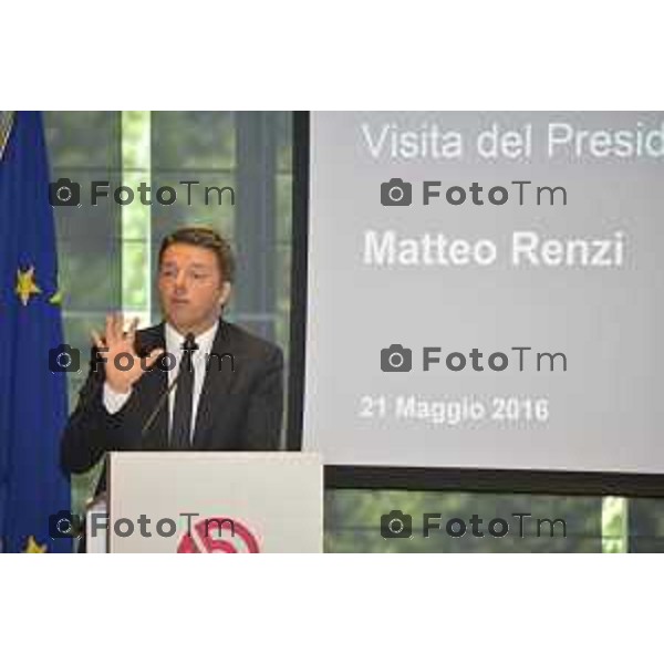 Stezzano visita Presidente del Consiglio Matteo Renzi alla Freni Brembo di Bombassei Alberto nella foto Renzi Matteo