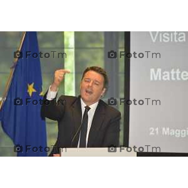 Stezzano visita Presidente del Consiglio Matteo Renzi alla Freni Brembo di Bombassei Alberto nella foto Renzi Matteo