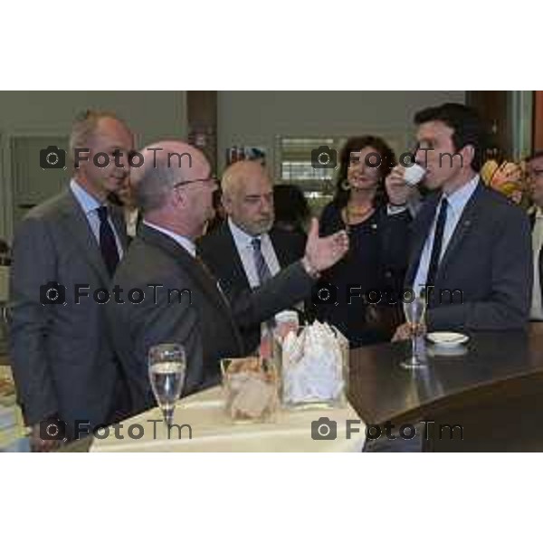 Sanpellegrino Terme (BG) il ministro Maurizio Martina in visita allo stablimento San Pellegrino nella foto Marco Settembrini ceo gruppo nestlè e Maurizio Martina