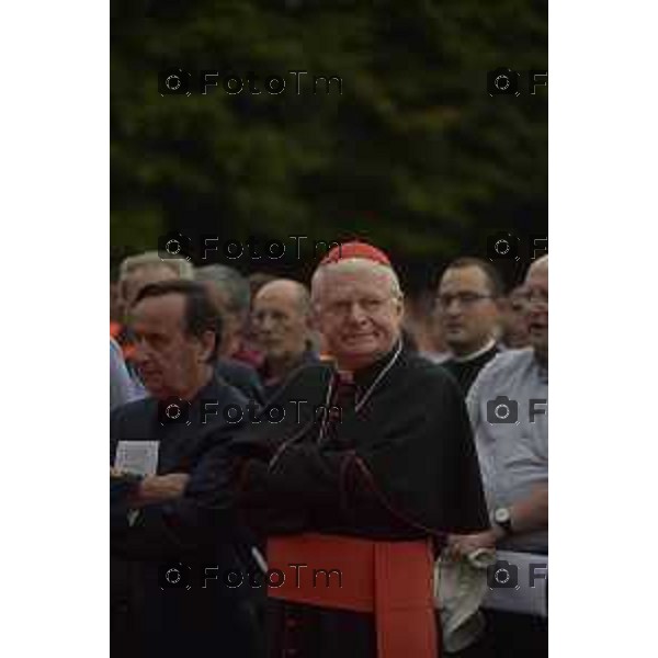 Caravaggio 20 mila fedeli del Movimento di Comunione e Liberazione al Santuario “Santa Maria Del Fonte” per celebrazione dell’Anno Santo della Misericordia .Nella foto Cardinale Ettore Scola di milano