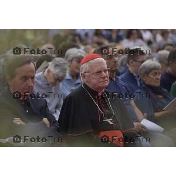 Caravaggio 20 mila fedeli del Movimento di Comunione e Liberazione al Santuario “Santa Maria Del Fonte” per celebrazione dell’Anno Santo della Misericordia .Nella foto Cardinale Ettore Scola di milano