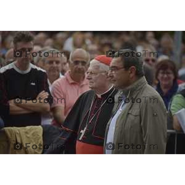 Caravaggio 20 mila fedeli del Movimento di Comunione e Liberazione al Santuario “Santa Maria Del Fonte” per celebrazione dell’Anno Santo della Misericordia .Nella foto Cardinale Ettore Scola di milano