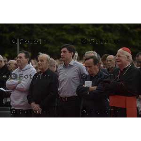 Caravaggio 20 mila fedeli del Movimento di Comunione e Liberazione al Santuario “Santa Maria Del Fonte” per celebrazione dell’Anno Santo della Misericordia .Nella foto Cardinale Ettore Scola di milano