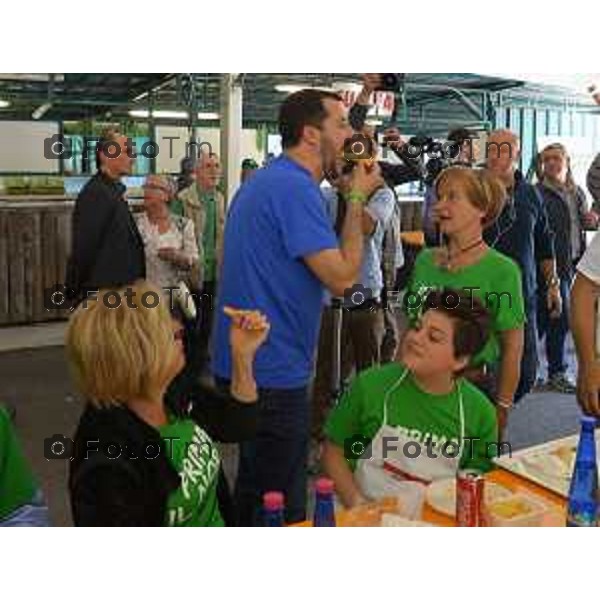 Pontida ( BG) pranzo dei lavoratori a Pontida Salvini da inizio alla kermes leghista sui pratoni famosi Fotogramma Bergamo-Tiziano Manzoni