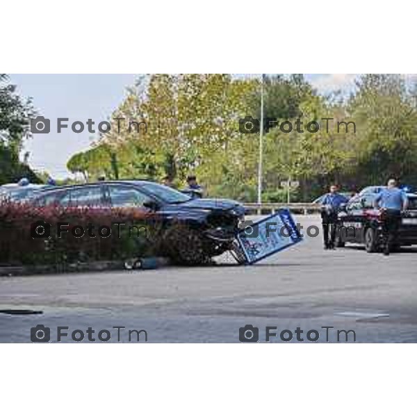 Foto Manzoni Tiziano/LaPresse 22-09-2022 Bergamo Italia - Cronaca - Rrissa con speronamento famiglie rom a Chiuduno BG