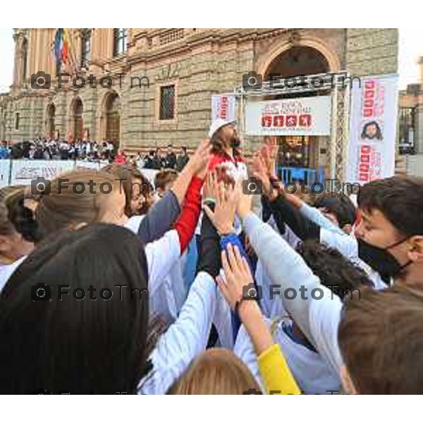 Foto Manzoni Tiziano/LaPresse 12-10-2022 Bergamo Italia - Cronaca - Settima tappa a Bergamo di un Campione per Amico, lmanifestazione italiana sportivo-educativo Adriano Panatta, Andrea Lucchetta, Ciccio Graziani e Martín Leandro Castrogiovanni