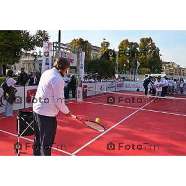 Foto Manzoni Tiziano/LaPresse 12-10-2022 Bergamo Italia - Cronaca - Settima tappa a Bergamo di un Campione per Amico, lmanifestazione italiana sportivo-educativo Adriano Panatta, Andrea Lucchetta, Ciccio Graziani e Martín Leandro Castrogiovanni