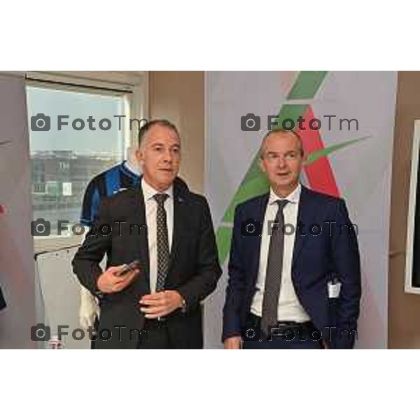 Foto Manzoni Tiziano/LaPresse 13-10-2022 Bergamo Italia - Cronaca - Bergamo presentazione voli AeroItalia da Orio Al Serio Giacomo Cattaneo Dirett Comm Sacbo e Giovanni Sanga presidente