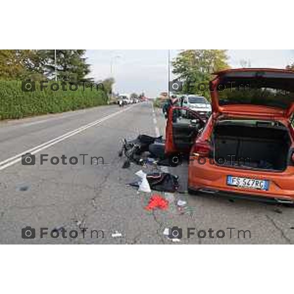 Tiziano Manzoni/LaPresse 1-11- 2022 Bergamo, Italia Cronaca Osio Sotto incidente auto moto