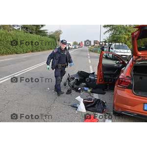 Tiziano Manzoni/LaPresse 1-11- 2022 Bergamo, Italia Cronaca Osio Sotto incidente auto moto