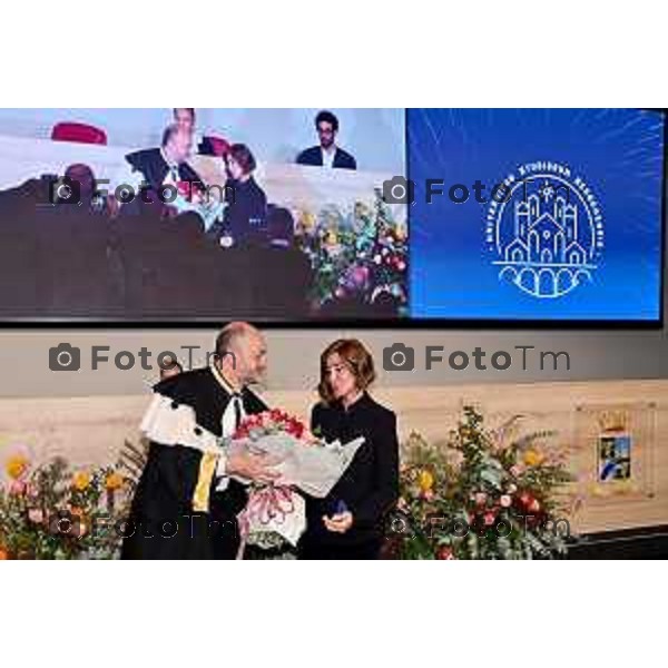 Foto Manzoni Tiziano/LaPresse 21-11-2022 Bergamo Italia - Cronaca - la cerimonia di inaugurazione dell’anno accademico dell’Università degli studi di Bergamo. Appuntamento che, neo Ministro dell’Università e della Ricerca, Anna Maria Bernini.