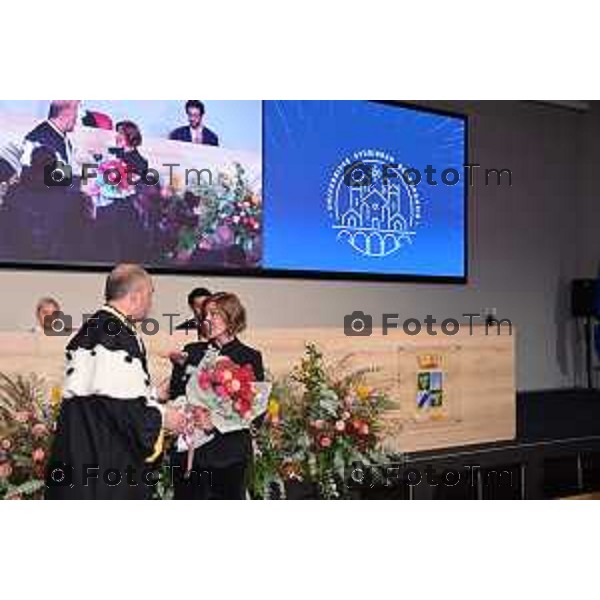 Foto Manzoni Tiziano/LaPresse 21-11-2022 Bergamo Italia - Cronaca - la cerimonia di inaugurazione dell’anno accademico dell’Università degli studi di Bergamo. Ministro dell’Università e della Ricerca, Anna Maria Bernini.