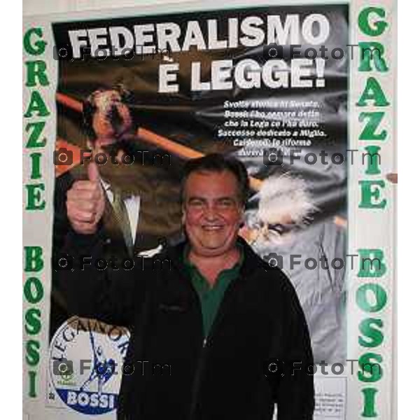 Zanica in occasione della festa della lega il ministro alle semplificazioni Calderoli Roberto annuncia e festeggia con il popolo leghista la riforma da poco approvata in senato sul federalismo foto Tiziano Manzoni/Fotogramma Bergamo