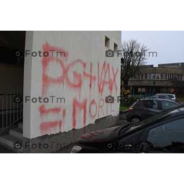 Foto Manzoni Tiziano/LaPresse 13-12-2022 Bergamo Italia - Cronaca - Bergamo Liceo Mascheroni imbrattato nella notte