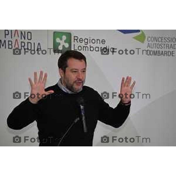 Tiziano Manzoni/LaPresse 27-12-2022 - Bergamo, Italia Cronaca Il ministro Matteo Salvini alla doppia inaugurazione del secondo lotto della tangenziale e del primo gia aperto