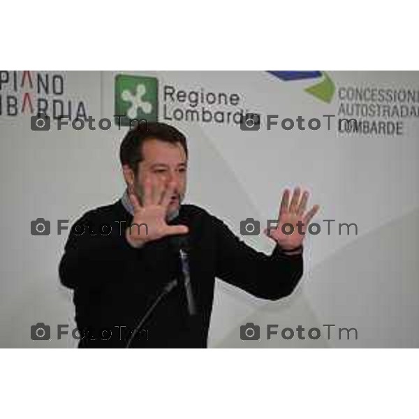 Tiziano Manzoni/LaPresse 27-12-2022 - Bergamo, Italia Cronaca Il ministro Matteo Salvini alla doppia inaugurazione del secondo lotto della tangenziale e del primo gia aperto