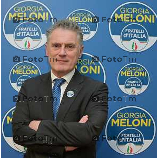 Tiziano Manzoni/LaPresse 13-01- 2023 Bergamo, Italia Cronaca Bergamo Bergamo Ministro dell\'Agricoltura, Francesco Lollobrigida e i candidati i di Fratelli d\'Italia alle elezioni del Consiglio regionale della Lombardia CORRADO CENTURELLI