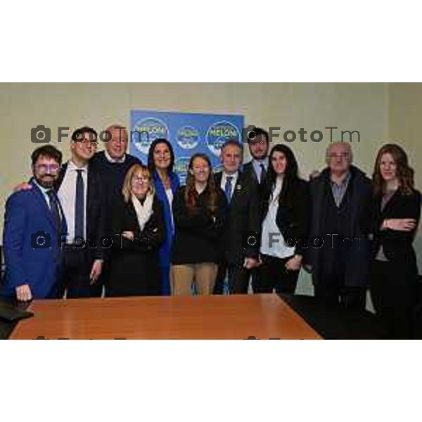 Tiziano Manzoni/LaPresse 13-01- 2023 Bergamo, Italia Cronaca Bergamo Bergamo Ministro dell\'Agricoltura, Francesco Lollobrigida con candidati i di Fratelli d\'Italia alle elezioni del Consiglio regionale della Lombardia