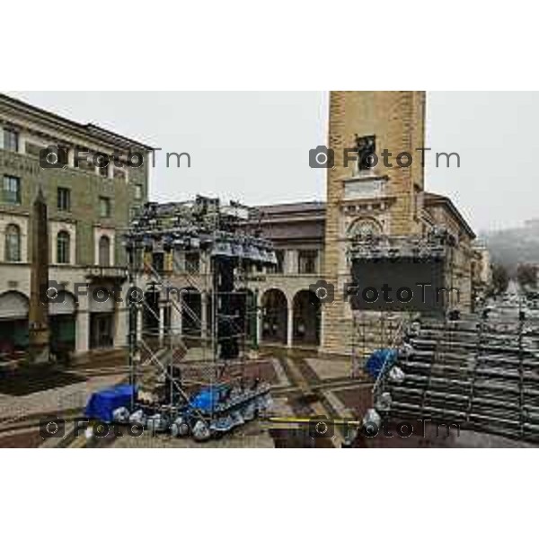 Foto Tiziano Manzoni/LaPresse Bergamo Italia Cronaca Bergamo preparazione palco inaugurazione Bergamo Brescia capitale cultura