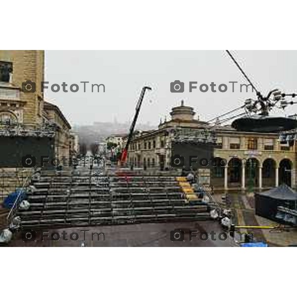 Foto Tiziano Manzoni/LaPresse Bergamo Italia Cronaca Bergamo preparazione palco inaugurazione Bergamo Brescia capitale cultura