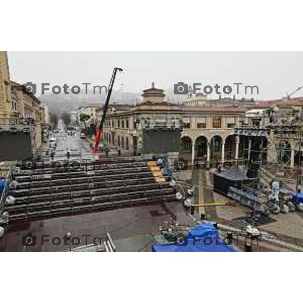 Foto Tiziano Manzoni/LaPresse Bergamo Italia Cronaca Bergamo preparazione palco inaugurazione Bergamo Brescia capitale cultura