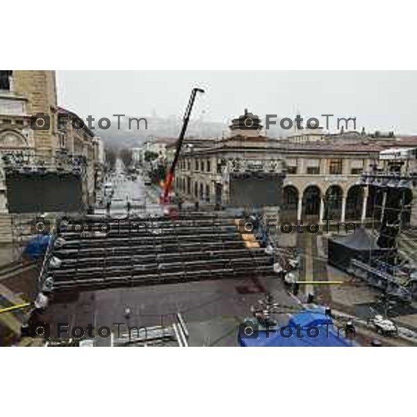 Foto Tiziano Manzoni/LaPresse Bergamo Italia Cronaca Bergamo preparazione palco inaugurazione Bergamo Brescia capitale cultura