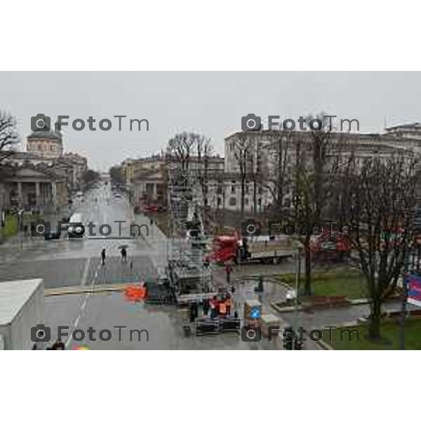 Foto Tiziano Manzoni/LaPresse Bergamo Italia Cronaca Bergamo preparazione palco inaugurazione Bergamo Brescia capitale cultura