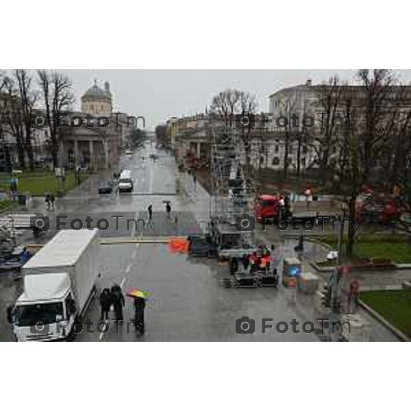 Foto Tiziano Manzoni/LaPresse Bergamo Italia Cronaca Bergamo preparazione palco inaugurazione Bergamo Brescia capitale cultura