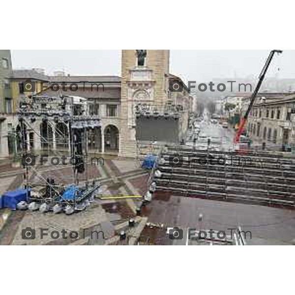 Foto Tiziano Manzoni/LaPresse Bergamo Italia Cronaca Bergamo preparazione palco inaugurazione Bergamo Brescia capitale cultura