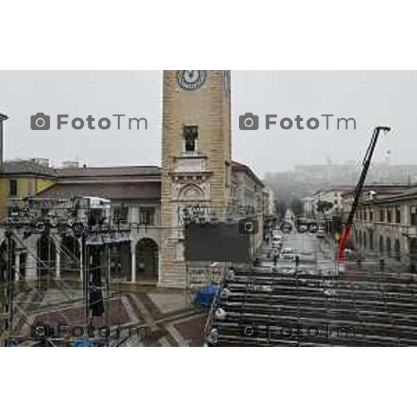 Foto Tiziano Manzoni/LaPresse Bergamo Italia Cronaca Bergamo preparazione palco inaugurazione Bergamo Brescia capitale cultura