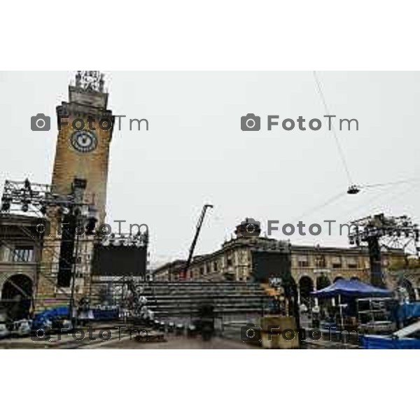 Foto Tiziano Manzoni/LaPresse Bergamo Italia Cronaca Bergamo preparazione palco inaugurazione Bergamo Brescia capitale cultura