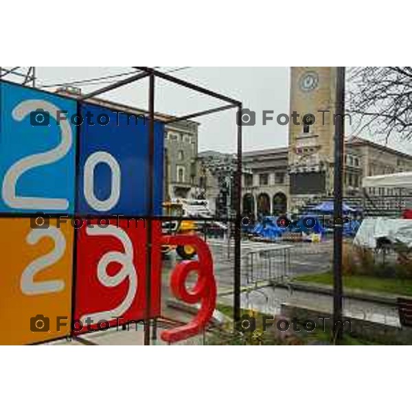 Foto Tiziano Manzoni/LaPresse Bergamo Italia Cronaca Bergamo preparazione palco inaugurazione Bergamo Brescia capitale cultura