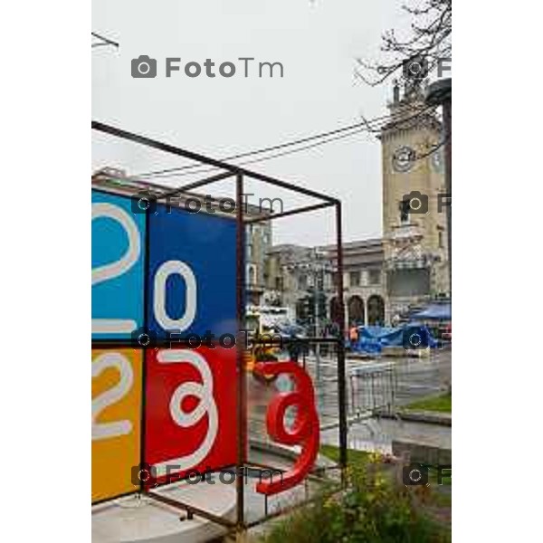 Foto Tiziano Manzoni/LaPresse Bergamo Italia Cronaca Bergamo preparazione palco inaugurazione Bergamo Brescia capitale cultura