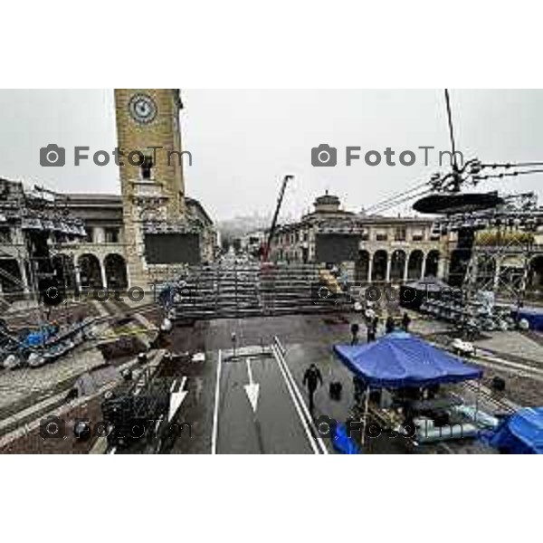 Foto Tiziano Manzoni/LaPresse Bergamo Italia Cronaca Bergamo preparazione palco inaugurazione Bergamo Brescia capitale cultura