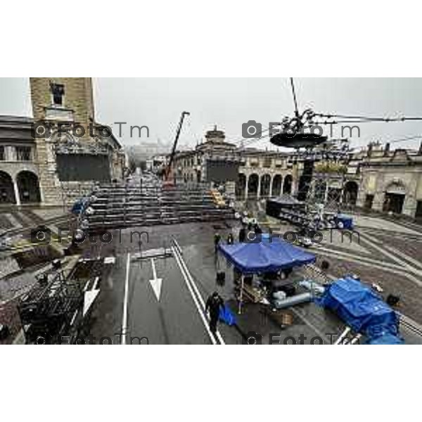 Foto Tiziano Manzoni/LaPresse Bergamo Italia Cronaca Bergamo preparazione palco inaugurazione Bergamo Brescia capitale cultura