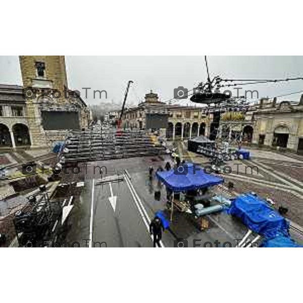 Foto Tiziano Manzoni/LaPresse Bergamo Italia Cronaca Bergamo preparazione palco inaugurazione Bergamo Brescia capitale cultura