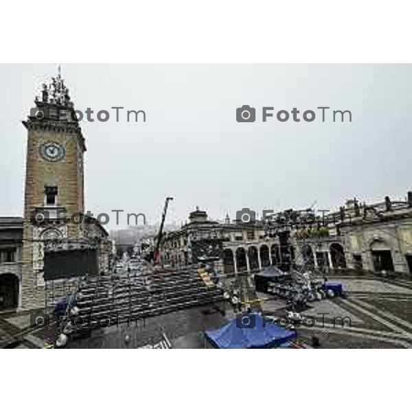 Foto Tiziano Manzoni/LaPresse Bergamo Italia Cronaca Bergamo preparazione palco inaugurazione Bergamo Brescia capitale cultura