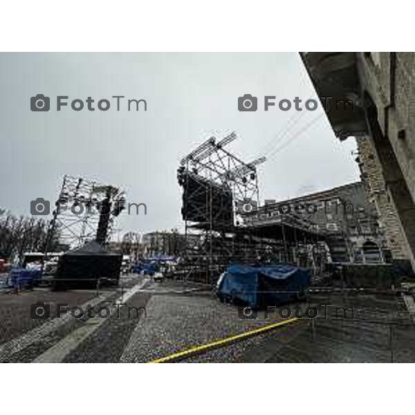 Foto Tiziano Manzoni/LaPresse Bergamo Italia Cronaca Bergamo preparazione palco inaugurazione Bergamo Brescia capitale cultura