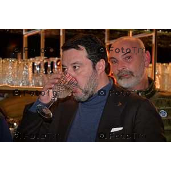 Tiziano Manzoni/LaPresse 10-01- 2023 Bergamo, Italia Cronaca Bergamo Giuseppe Bergamo Aperitivo con Salvini