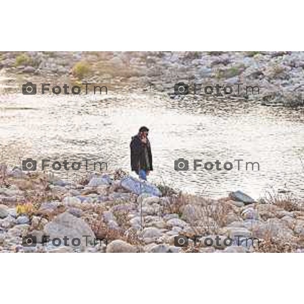 Tiziano Manzoni/LaPresse 18-02- 2023 Bergamo, Italia Cronaca Bergamo Fiume Brembo con livello basso di acqua a febbraio 23 il fiume visto all\'altezza di Treviolo