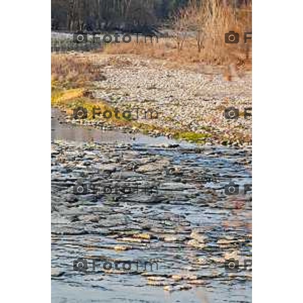 Tiziano Manzoni/LaPresse 18-02- 2023 Bergamo, Italia Cronaca Bergamo Fiume Brembo con livello basso di acqua a febbraio 23 il fiume visto all\'altezza di Treviolo