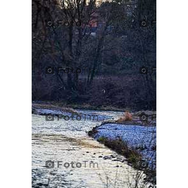 Tiziano Manzoni/LaPresse 18-02- 2023 Bergamo, Italia Cronaca Bergamo Fiume Brembo con livello basso di acqua a febbraio 23 il fiume visto dal Villa D\'Almè Almenno la diga