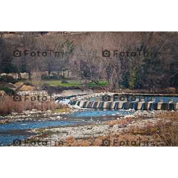 Tiziano Manzoni/LaPresse 18-02- 2023 Bergamo, Italia Cronaca Bergamo Fiume Brembo con livello basso di acqua a febbraio 23 il fiume visto dal Villa D\'Almè Almenno la diga