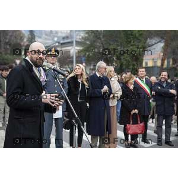 Inaugurazione della targa commemorativa in memoria del brefotrofio di Bergamo (attivo dal 1928 al 1975). L’intervento dell’assessore Giacomo Angeloni. Bergamo, 23 febbraio 2023.