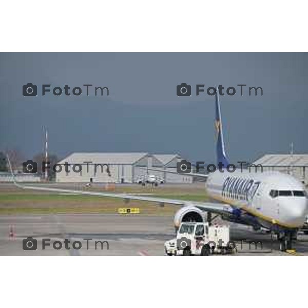 Tiziano Manzoni/LaPresse 28-02- 2023 Bergamo, Italia Cronaca Bergamo Aeroporto Orio Al Serio nuovo hangar RyanAir